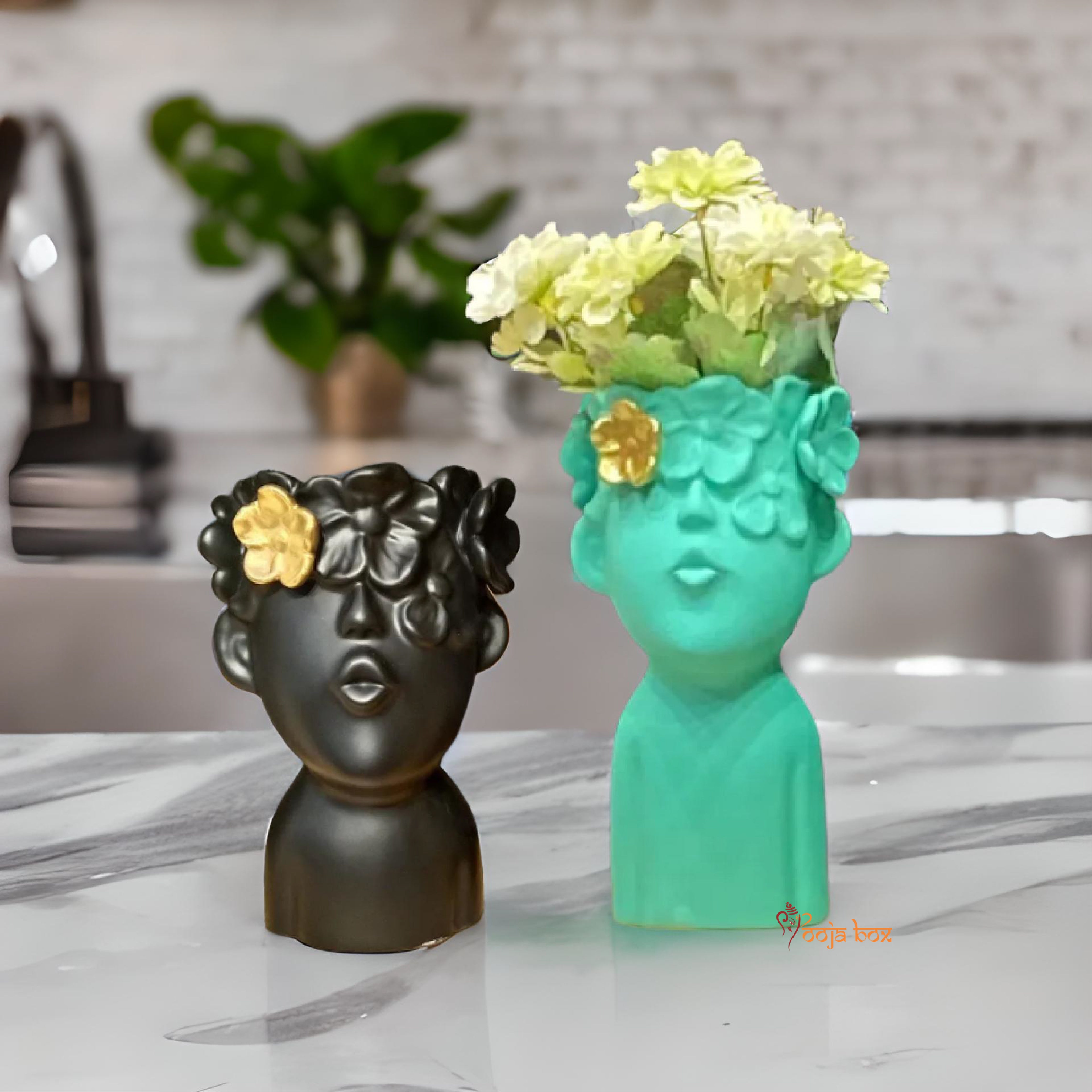 Head Sculptures Abstract Little Boy With Butterfly (Resin)