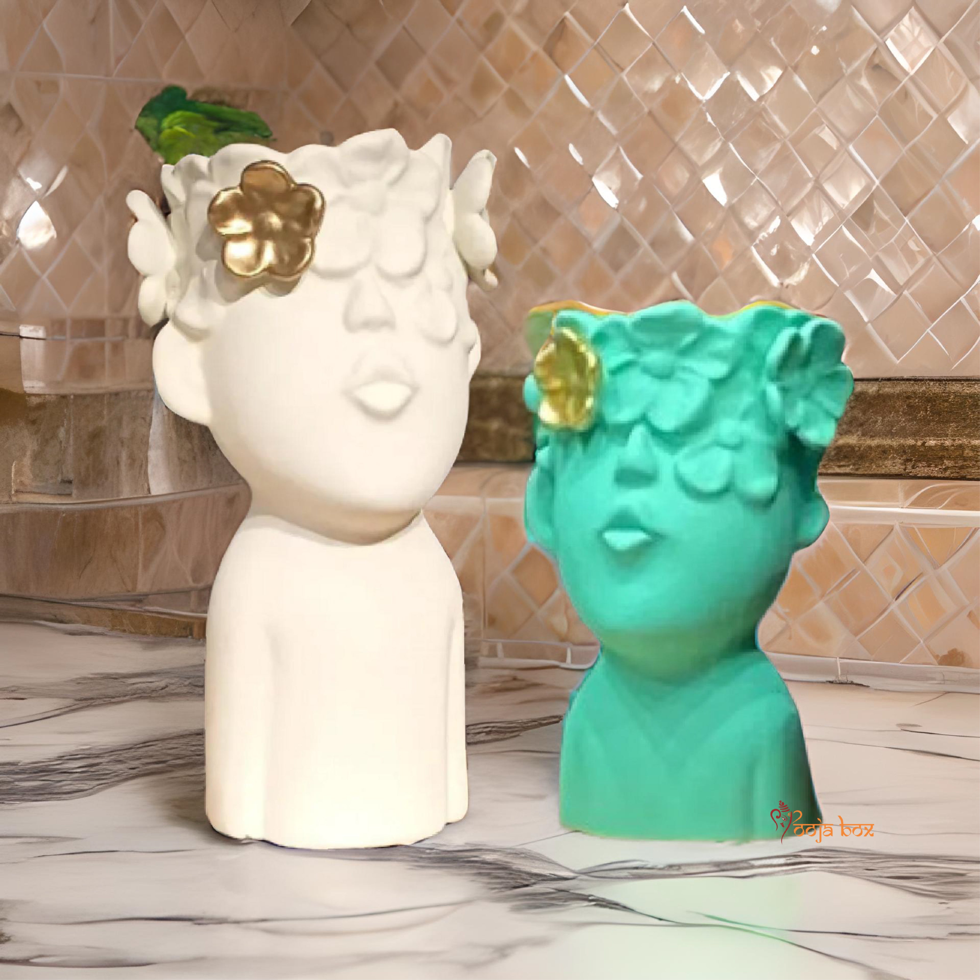Head Sculptures Abstract Little Boy With Butterfly (Resin)