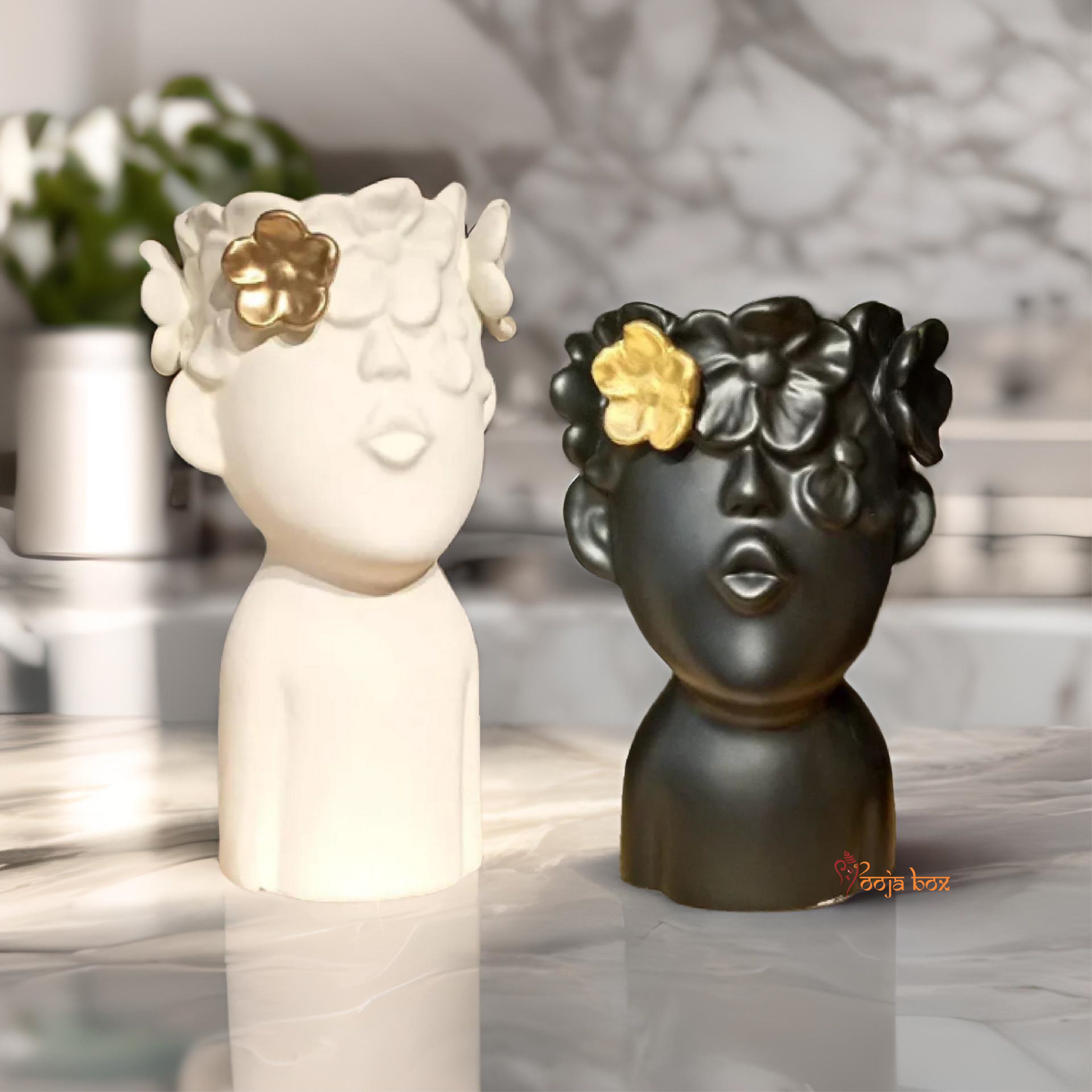 Head Sculptures Abstract Little Boy With Butterfly (Resin)