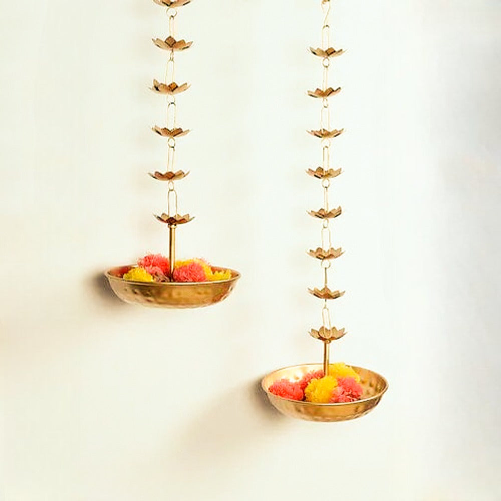 Beautiful Handcrafted Decorative Metal Latkan Urli Rangoli Bowls for T-Light Candles and Floating Flowers for Diwali and Navratri