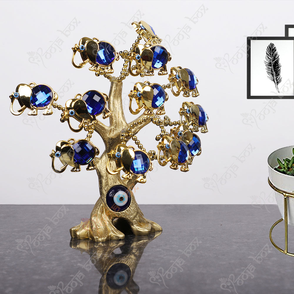 Blue Elephant With Evil Eye Tree for Home, Office Protection