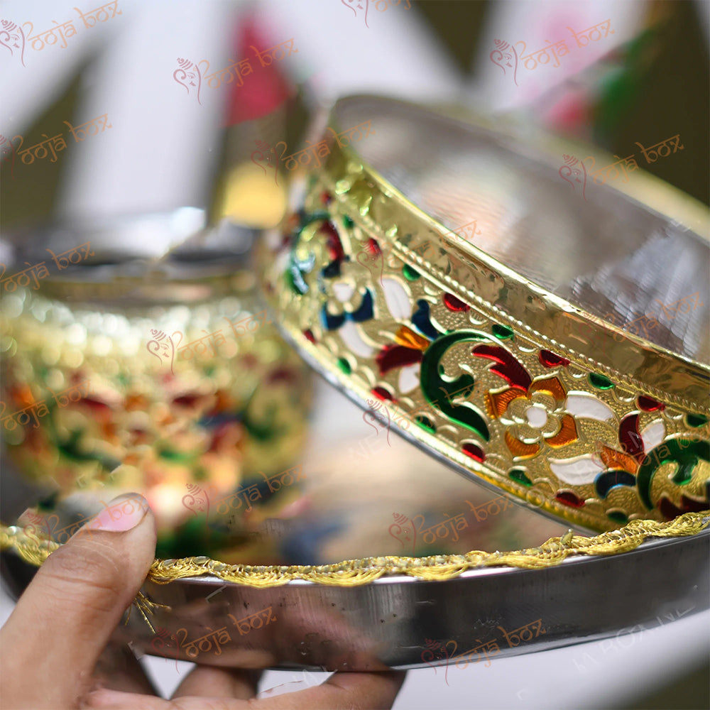 Designer Meenakari Karwachauth Thali Set