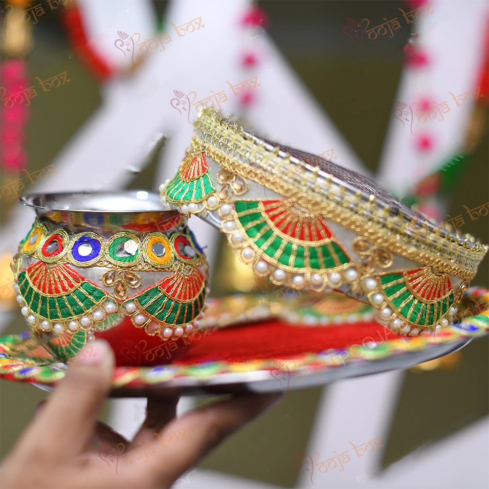 Rajasthani Theme Decorative Karwachauth Thali