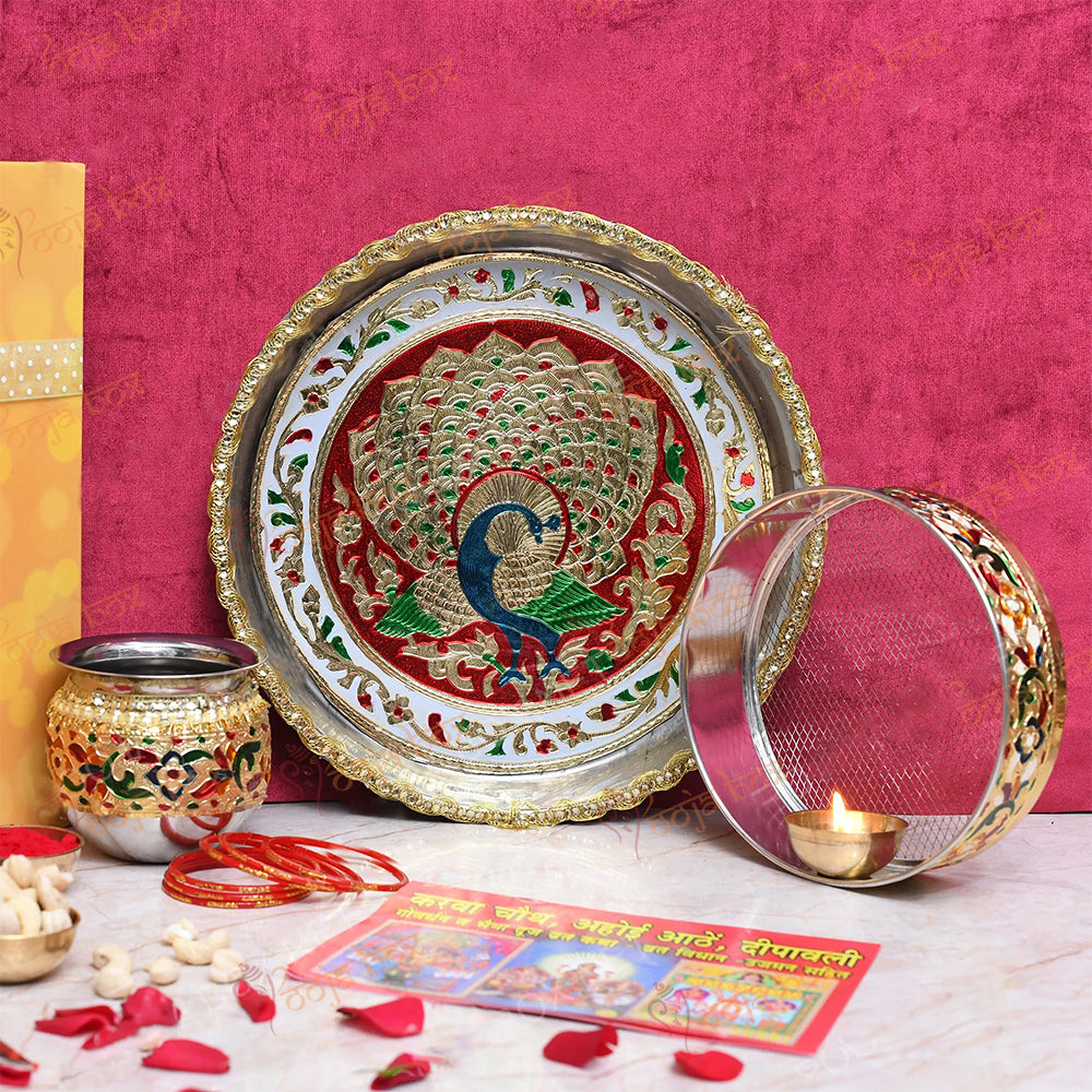 Designer Meenakari Karwachauth Thali Set