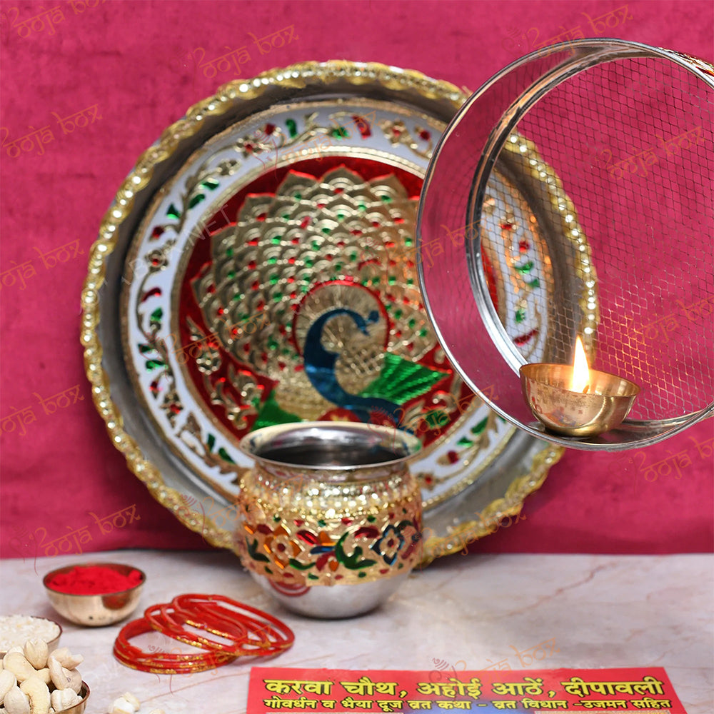 Designer Meenakari Karwachauth Thali Set