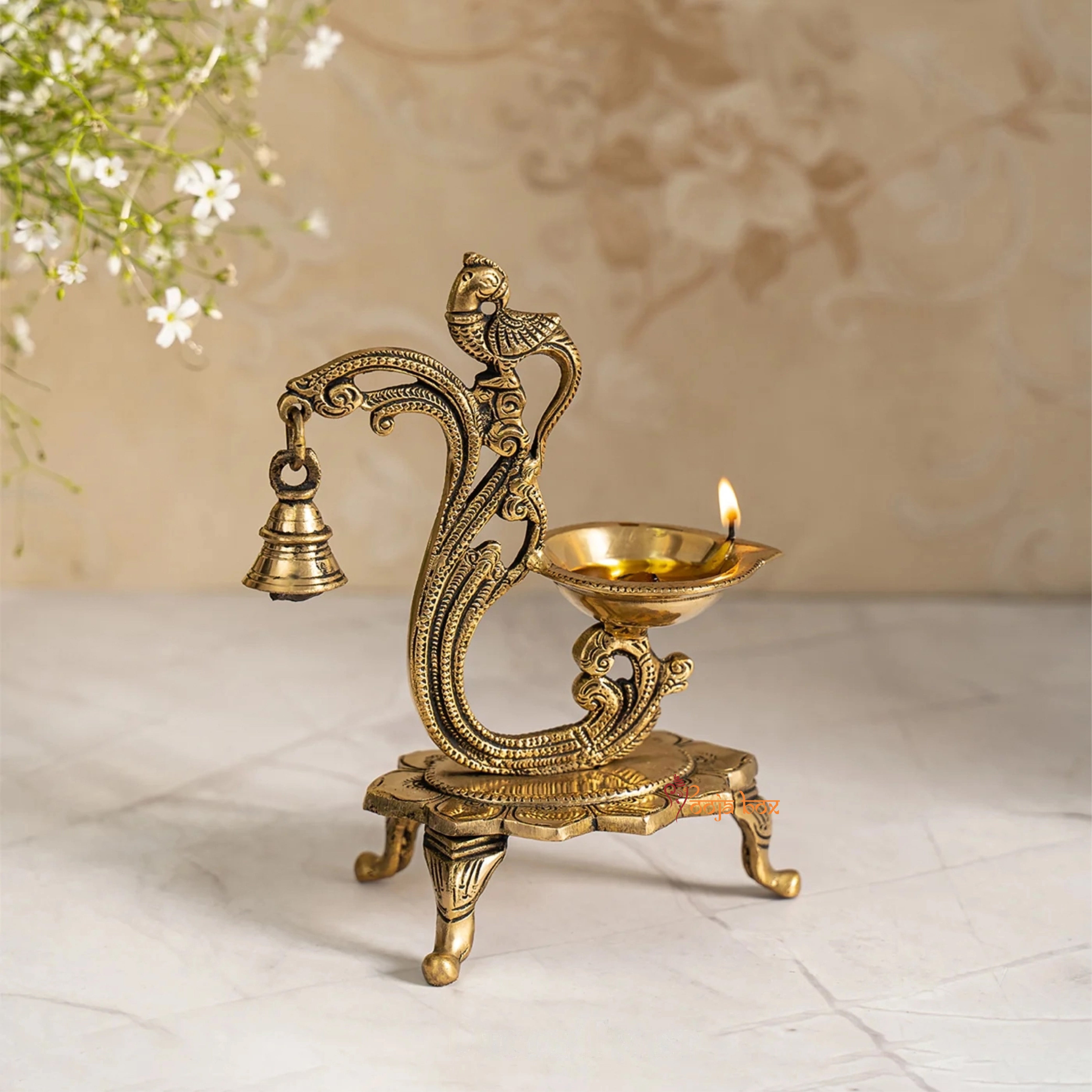 Brass Peacock Diya