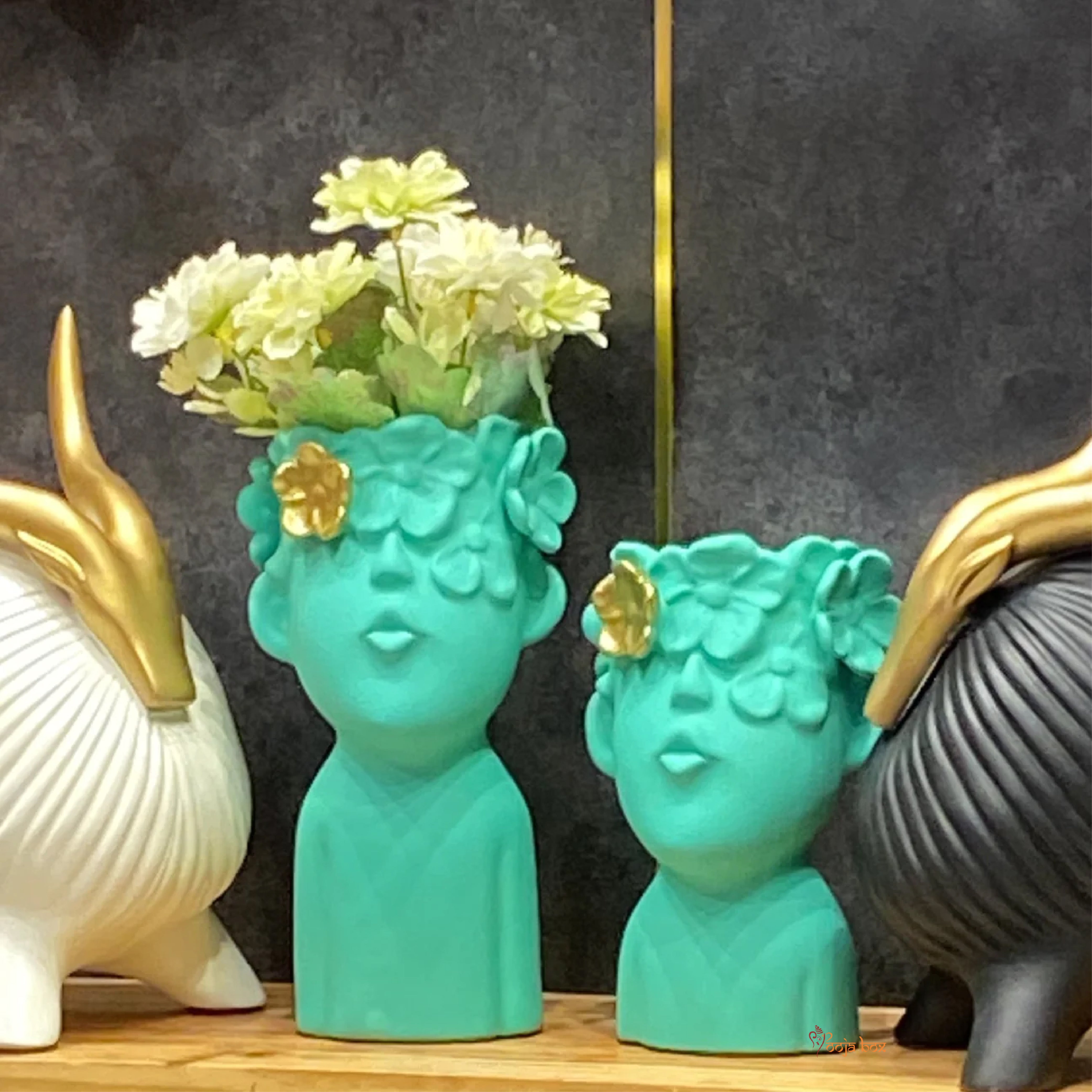 Head Sculptures Abstract Little Boy With Butterfly (Resin)