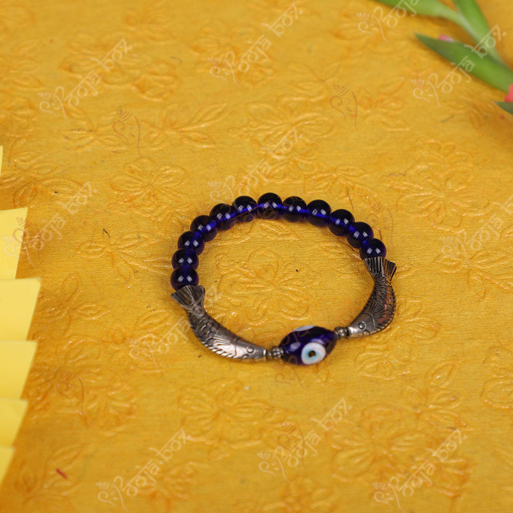 Silver Fish Evil Eye Bracelet