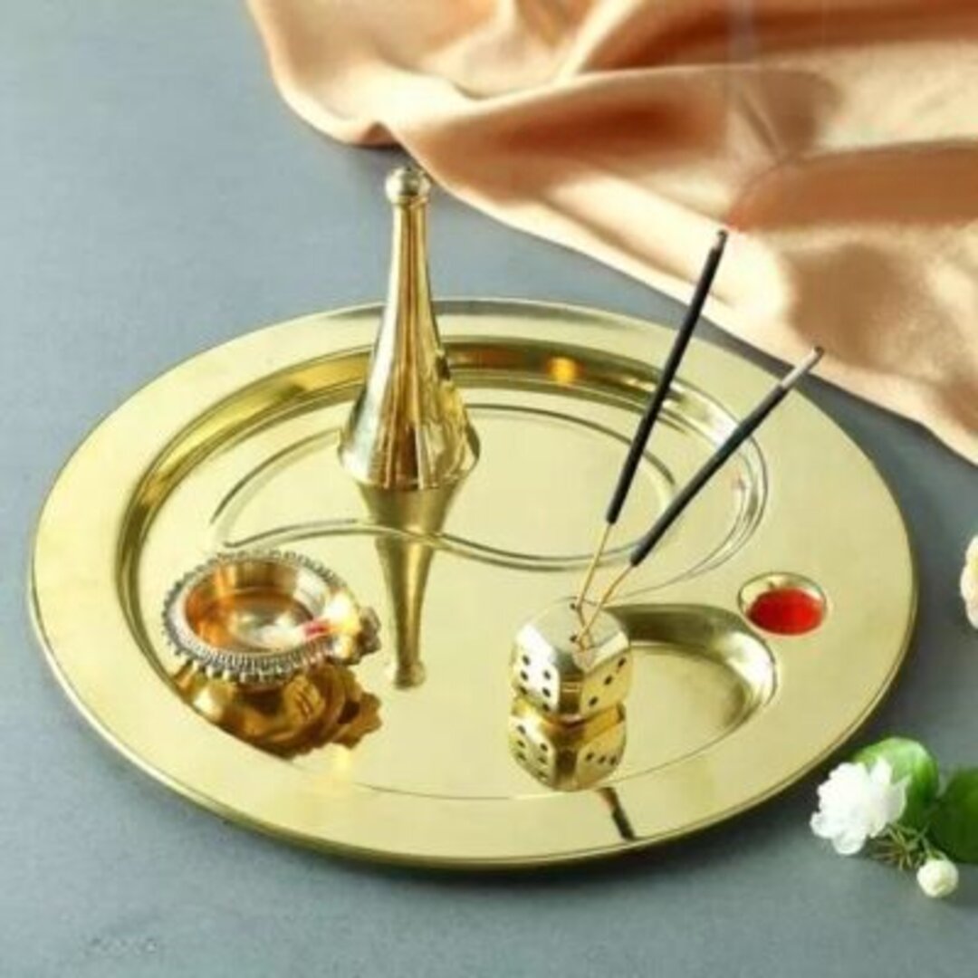 Brass OM Shape Puja Thali