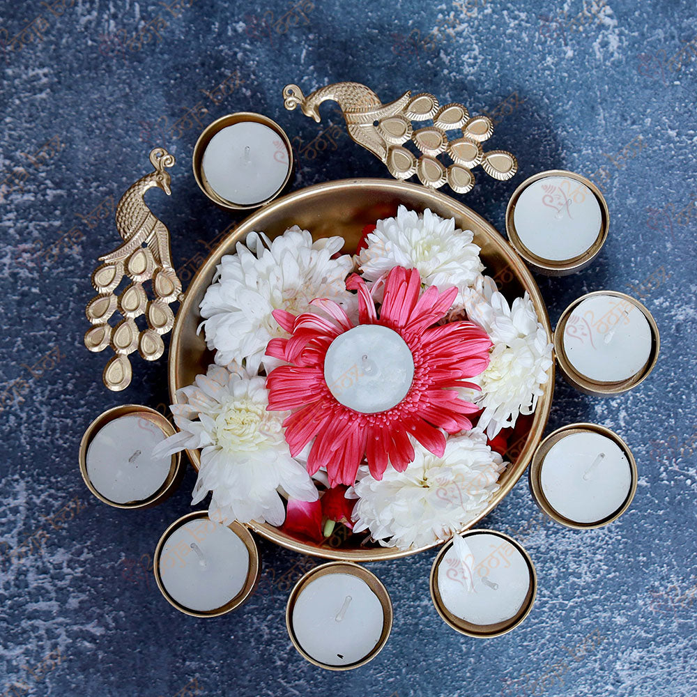 Peacock Design Diya Urli