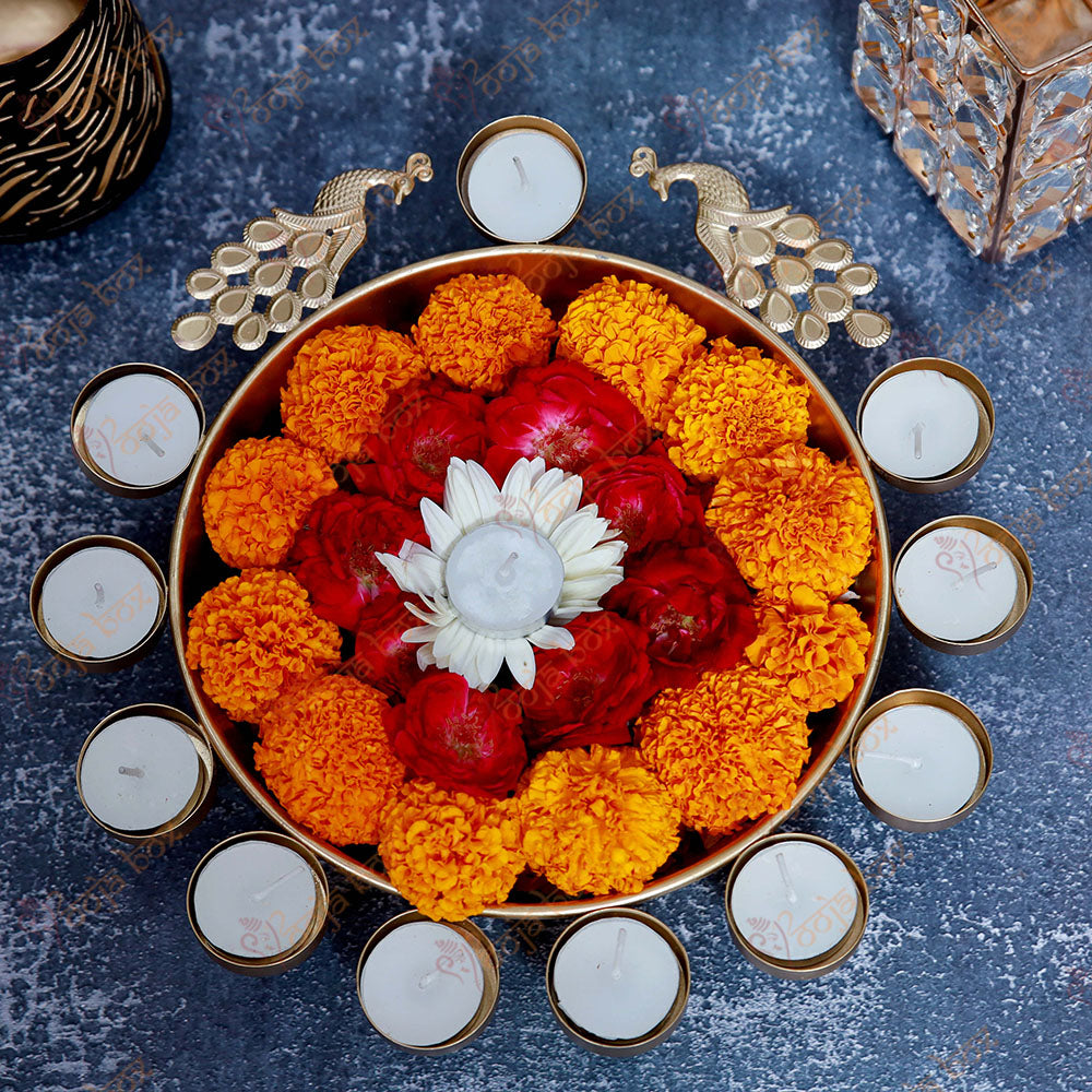 Peacock Design Diya Urli