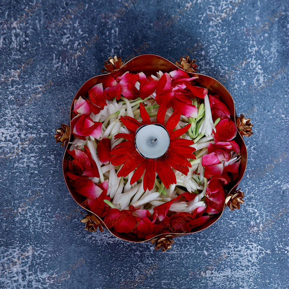 Decorative Curved Red Floral Urli