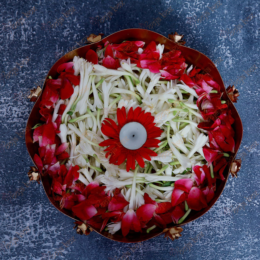 Decorative Curved Red Floral Urli