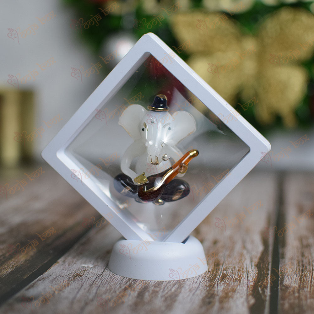 Stylish Ganesha Ganapati Playing Red Sitar with Decorative Idol Statue Showpiece for Gifting Home Decor - 6 inches