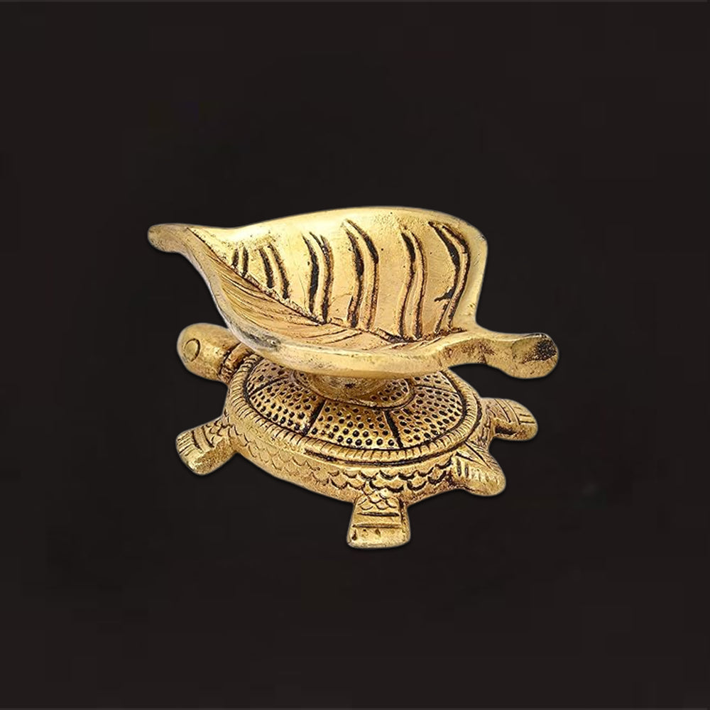 Brass Diya mounted on Tortoise