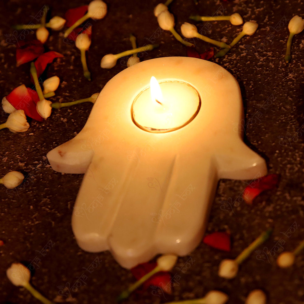 Hamsa Hand Tea Light Candle Holder for Home Decor