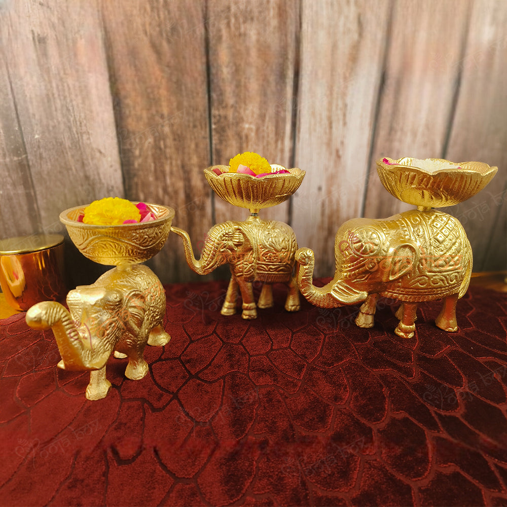Elephant Lotus Urli for Diwali Pooja Decoration