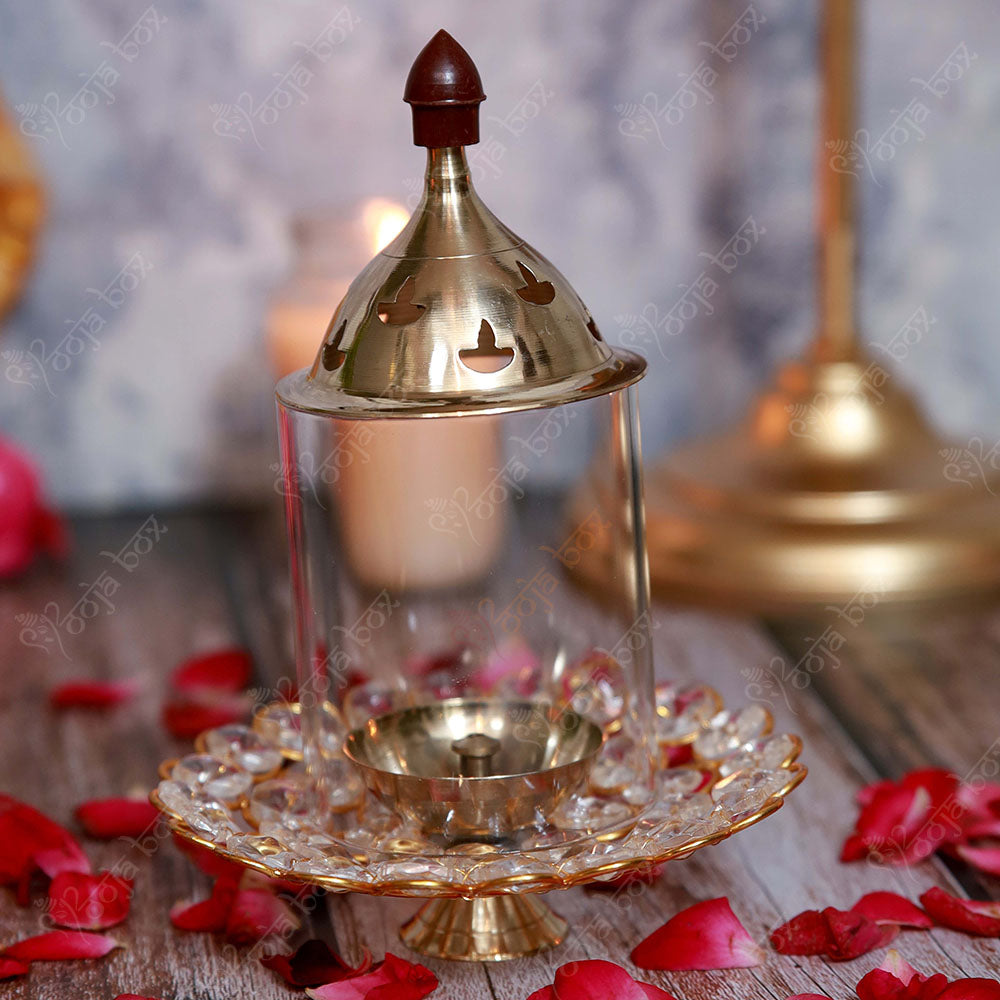 Eye Catching Crystal Brass Akhand Diya