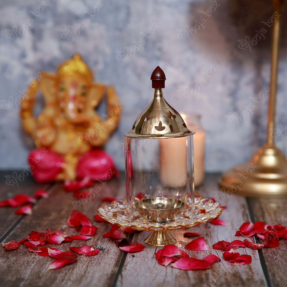 Eye Catching Crystal Brass Akhand Diya