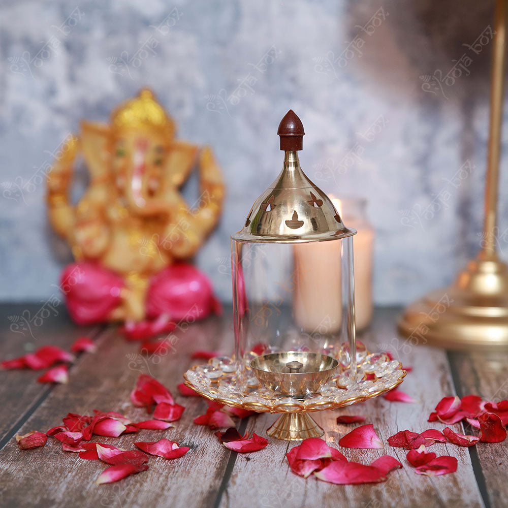 Eye Catching Crystal Brass Akhand Diya