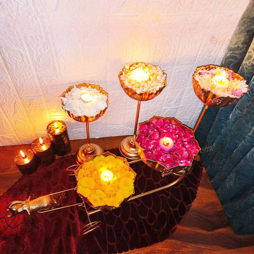 Elephant Cart Lotus Urli for Diwali Pooja Decoration