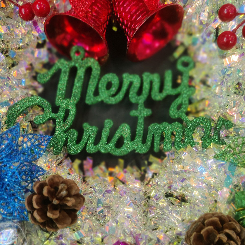 Christmas Silver Wreaths Garlands Hanging Front Door Red Barry Decoration Seasonal for Christmas & New Year, Christmas Decor Accessories