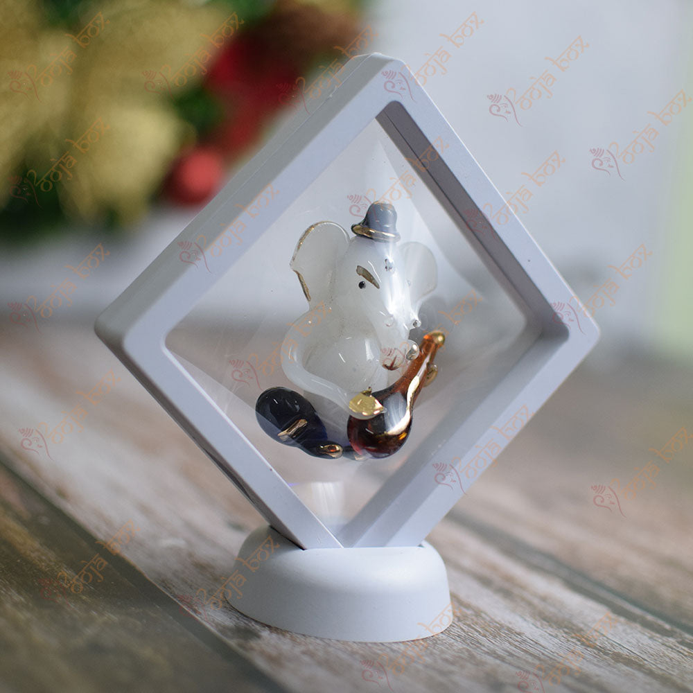 Stylish Ganesha Ganapati Playing Red Sitar with Decorative Idol Statue Showpiece for Gifting Home Decor - 6 inches