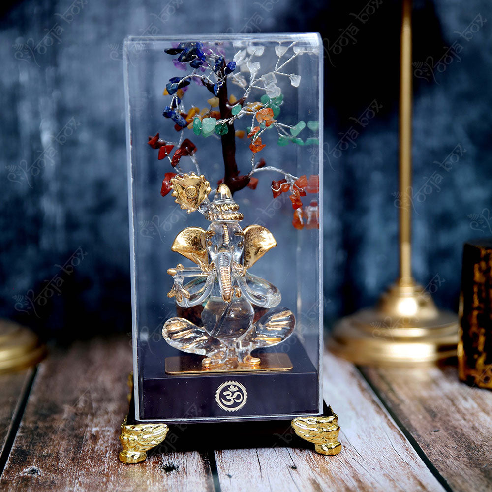 Crystal Ganesha With Feng Shui Chakra Tree