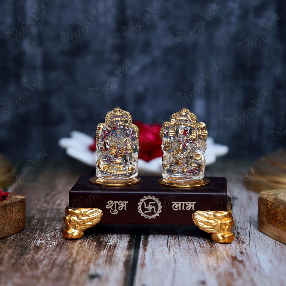Crystal Laxmi Ganesha Gold Plated Idols