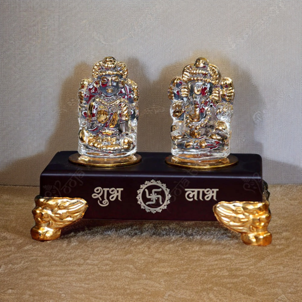 Crystal Laxmi Ganesha Gold Plated Idols