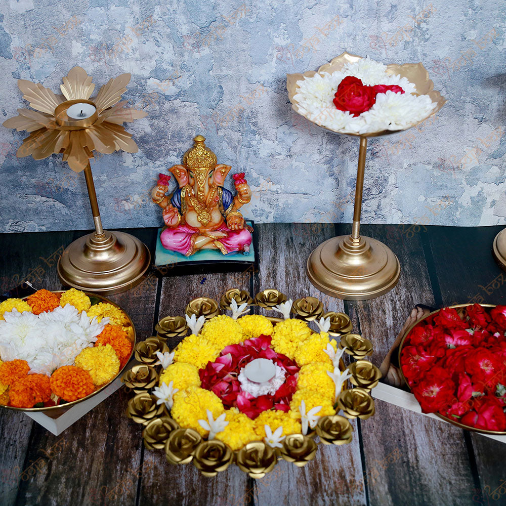 Handcrafted Rose Decorative Brass Urli