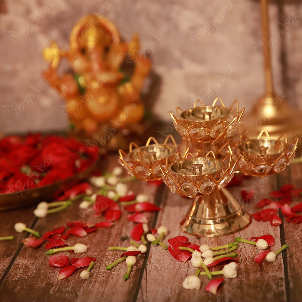 Lotus Design Crystal Jyoti Diya