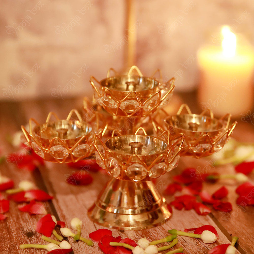 Lotus Design Crystal Jyoti Diya