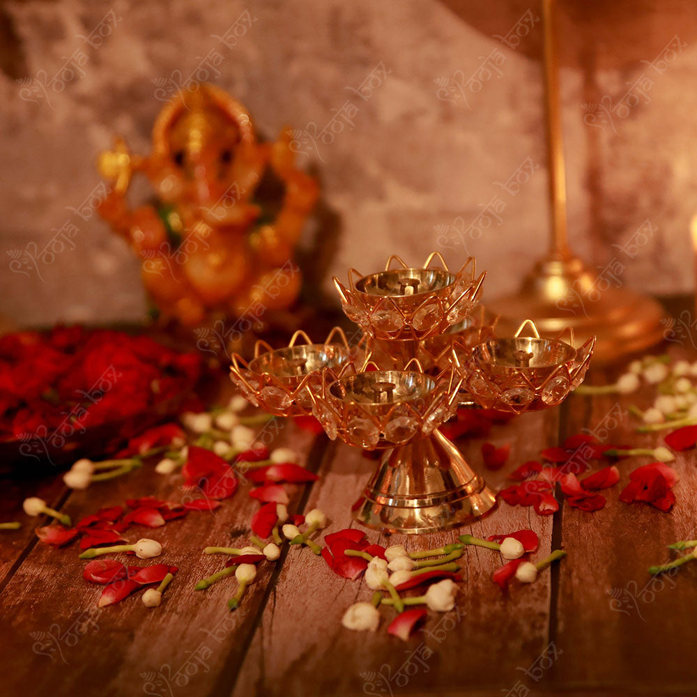 Lotus Design Crystal Jyoti Diya