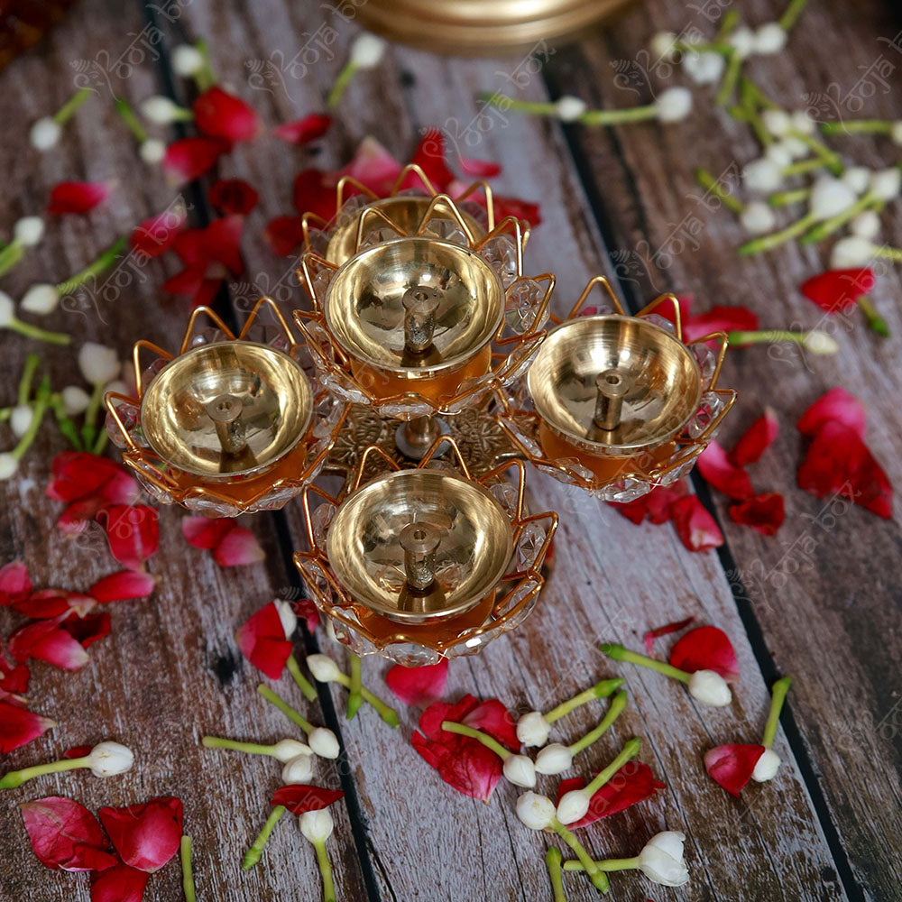 Lotus Design Crystal Jyoti Diya
