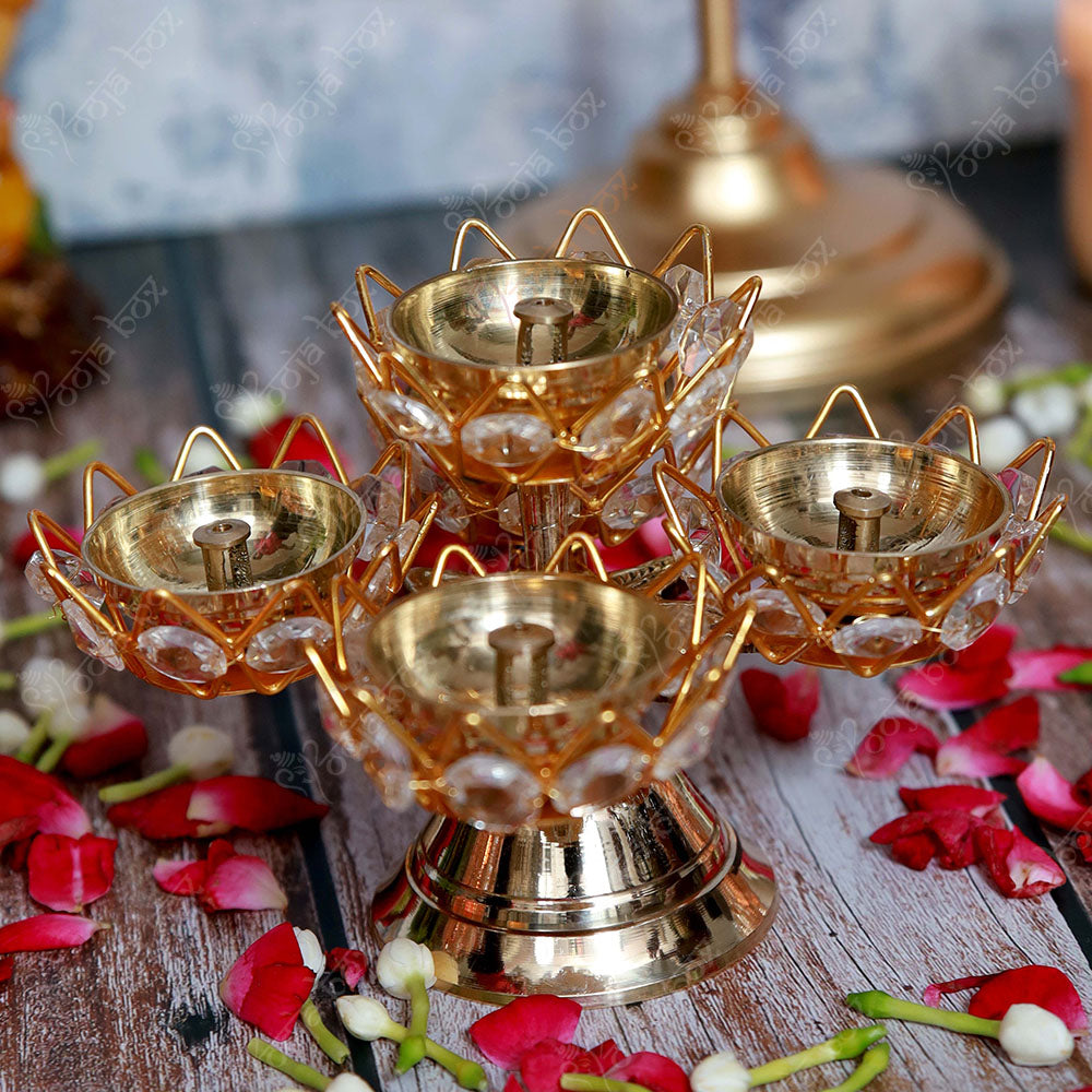Lotus Design Crystal Jyoti Diya