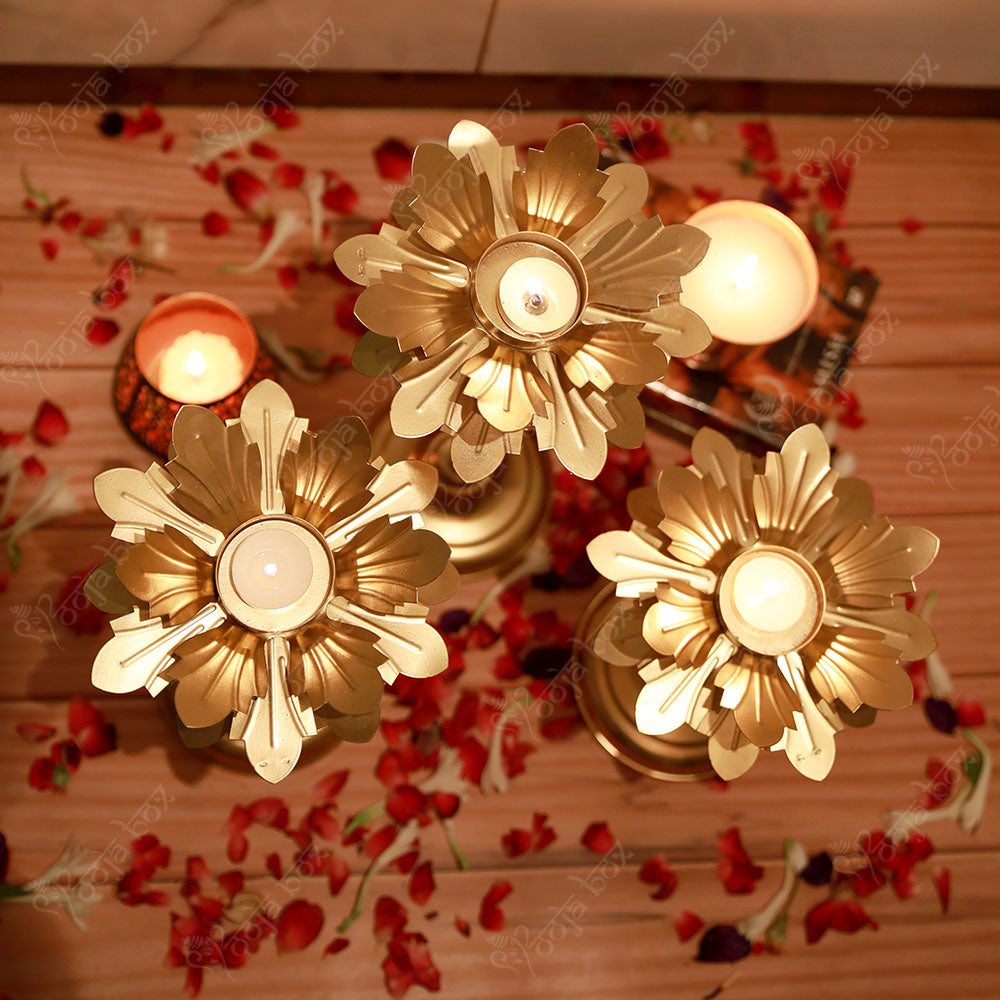 Decorative Floral Diya with Stand