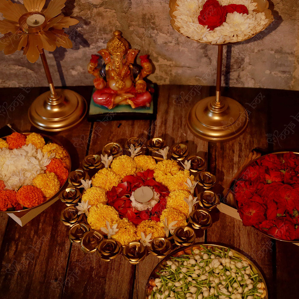 Handcrafted Rose Decorative Brass Urli