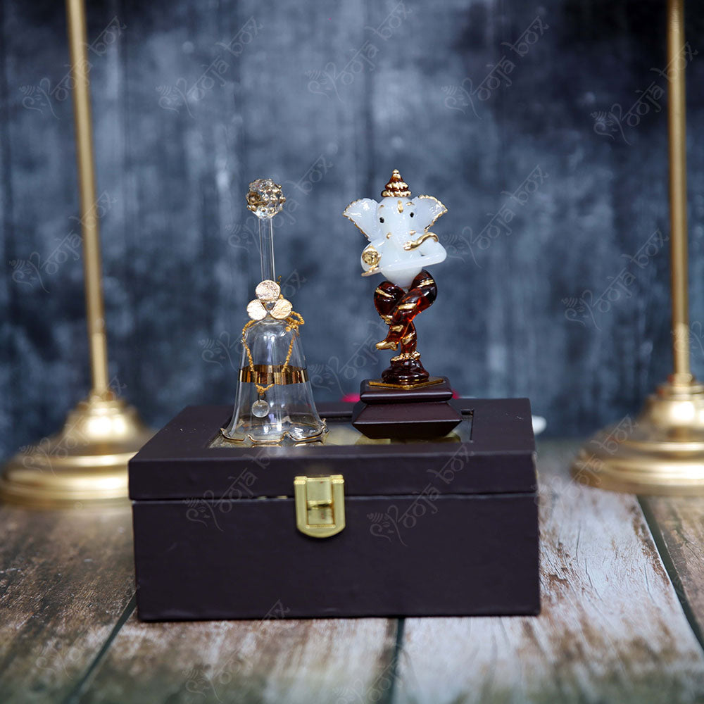 Modern Crystal Ganesha With Bell