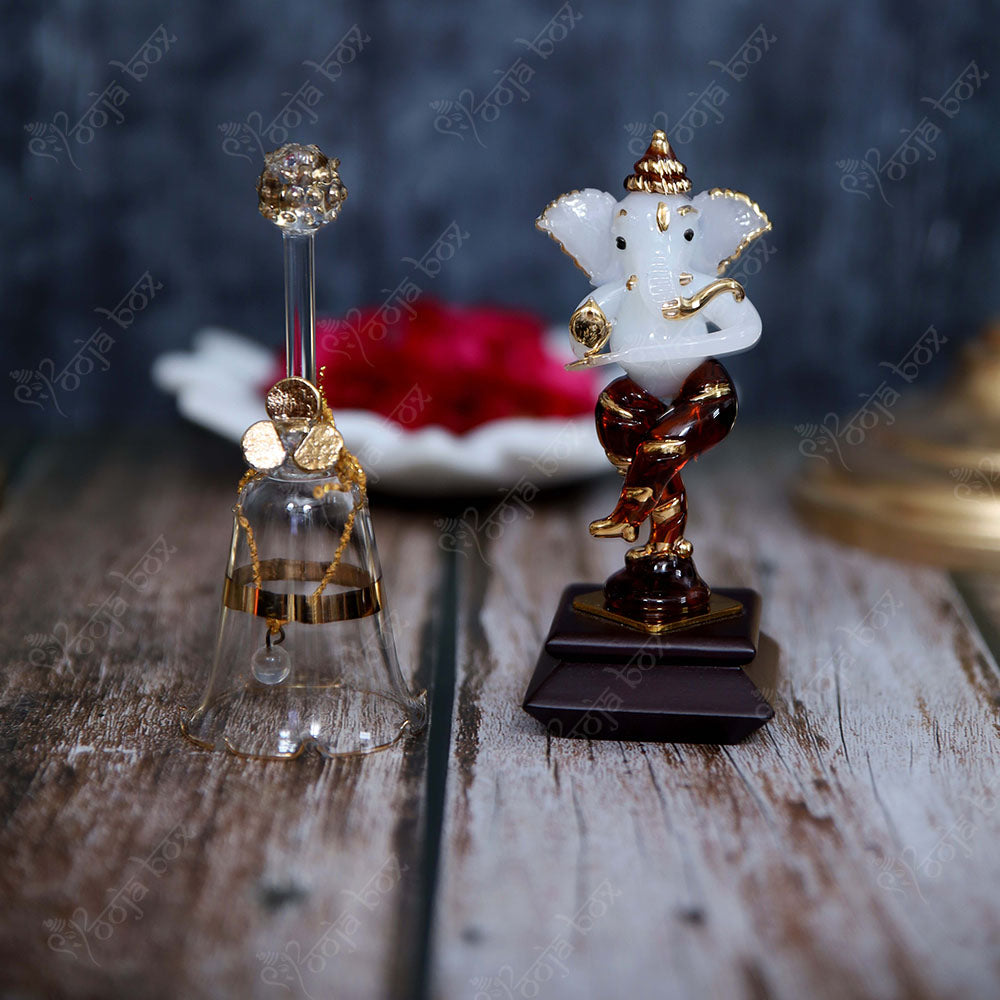 Modern Crystal Ganesha With Bell