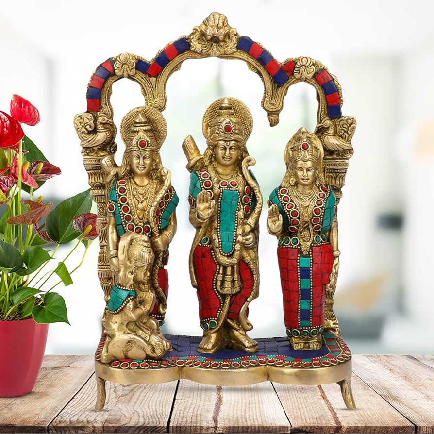 Brass with Stone hand work Ram Darbar (W : 5.1" || D : 2.3" || H : 6.4")