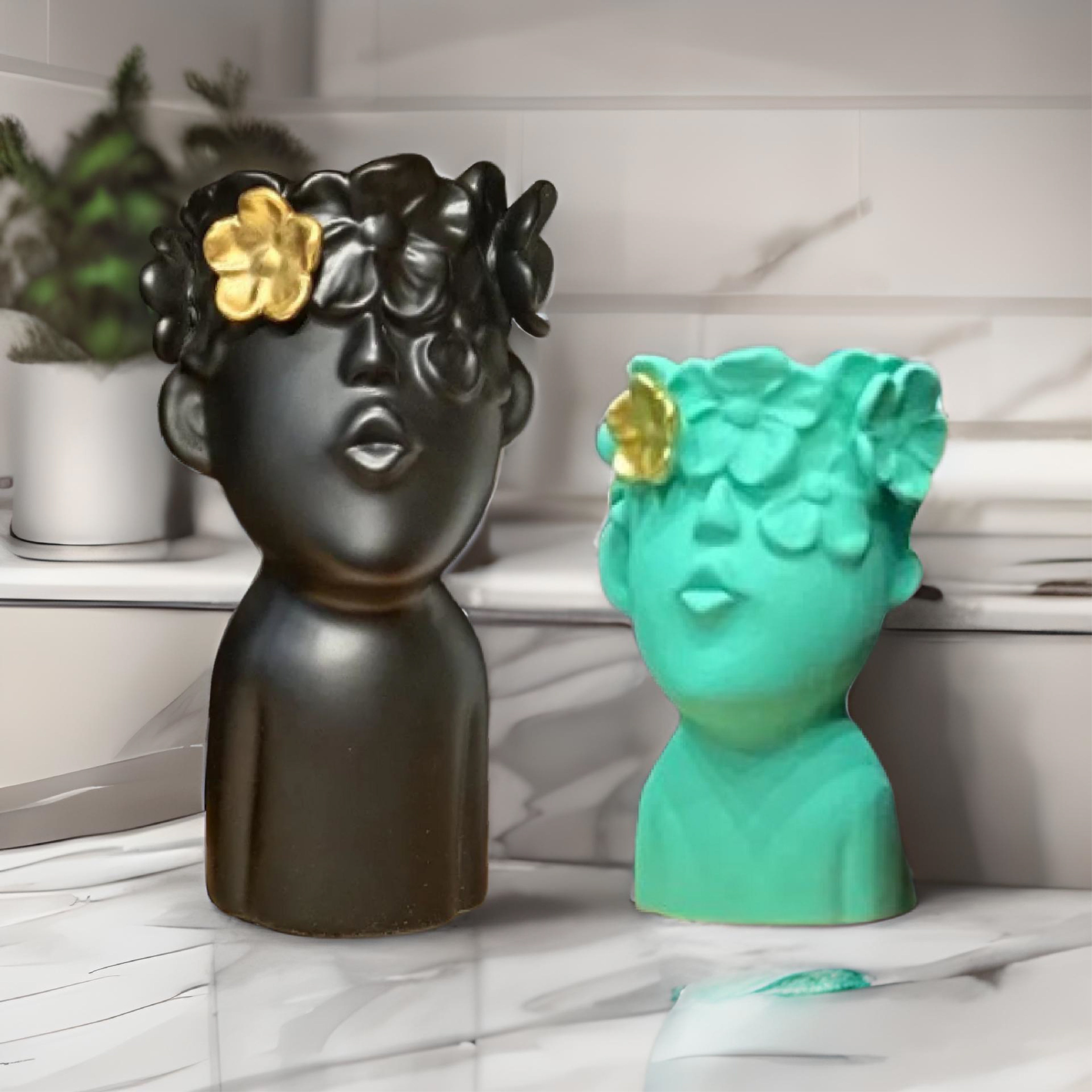 Head Sculptures Abstract Little Boy With Butterfly (Resin)