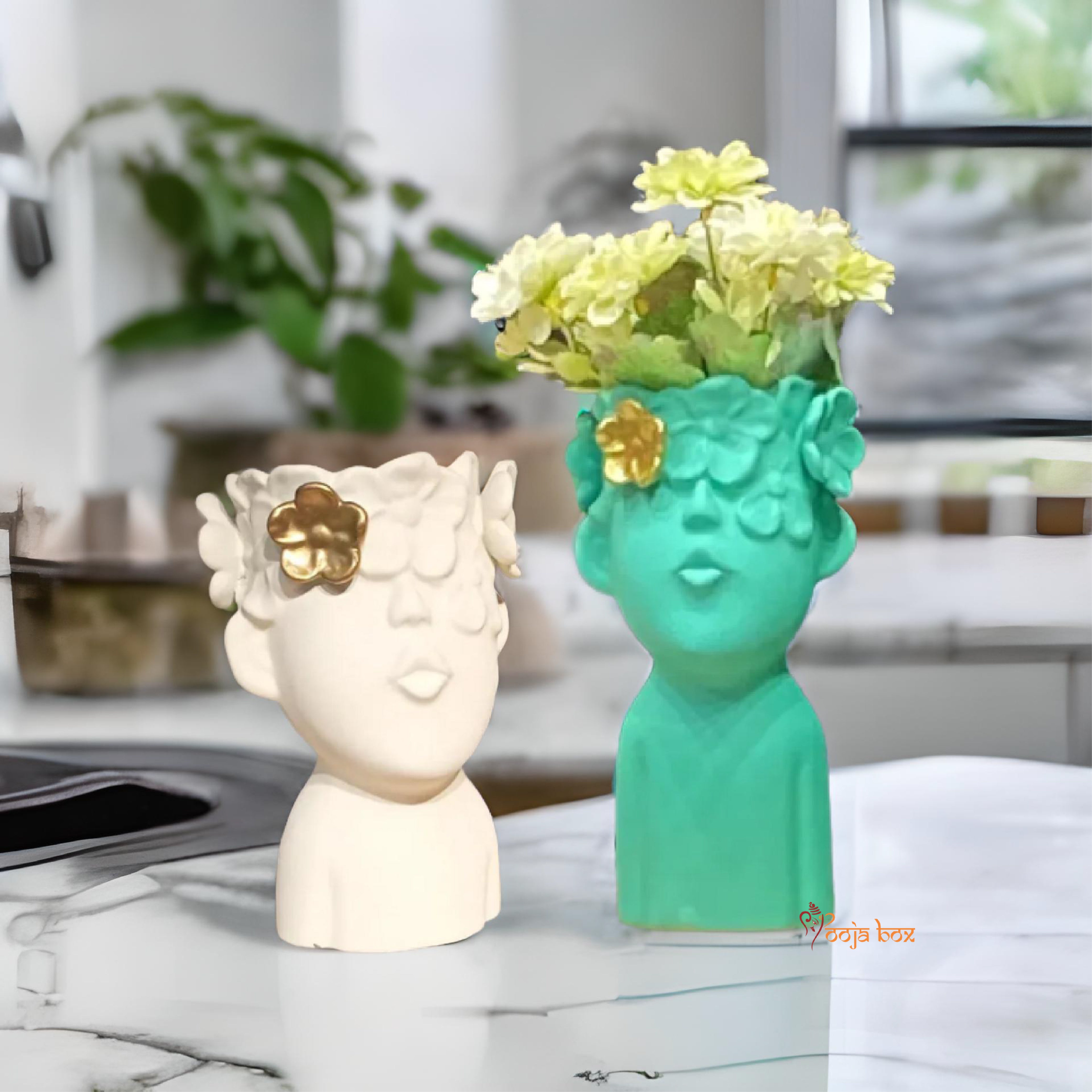 Head Sculptures Abstract Little Boy With Butterfly (Resin)