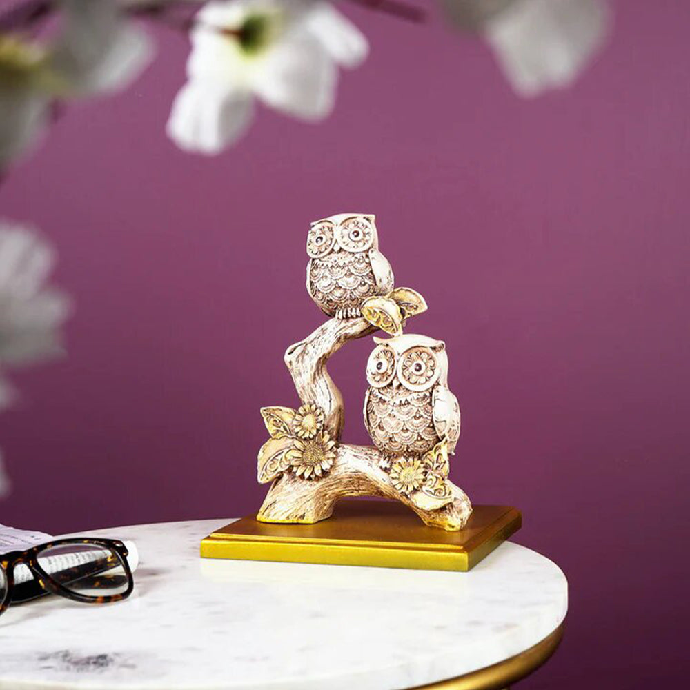 Artistic Bright Owls Perched on a Branch