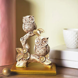Artistic Bright Owls Perched on a Branch