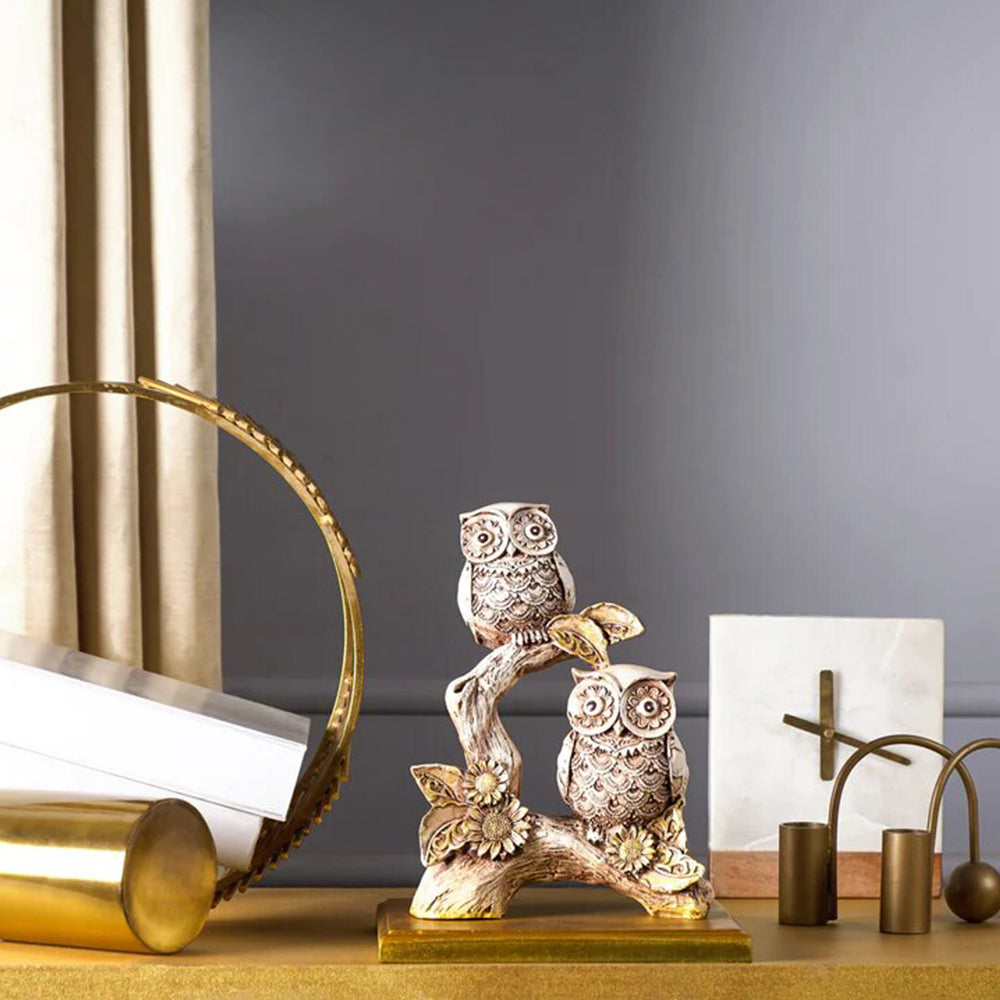 Artistic Bright Owls Perched on a Branch