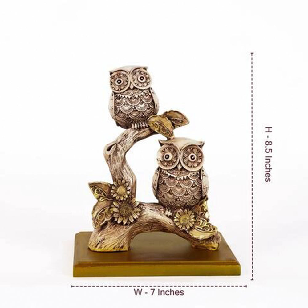 Artistic Bright Owls Perched on a Branch