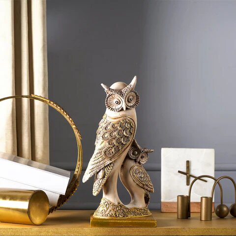 Artistic Gold Winged Bright Owls