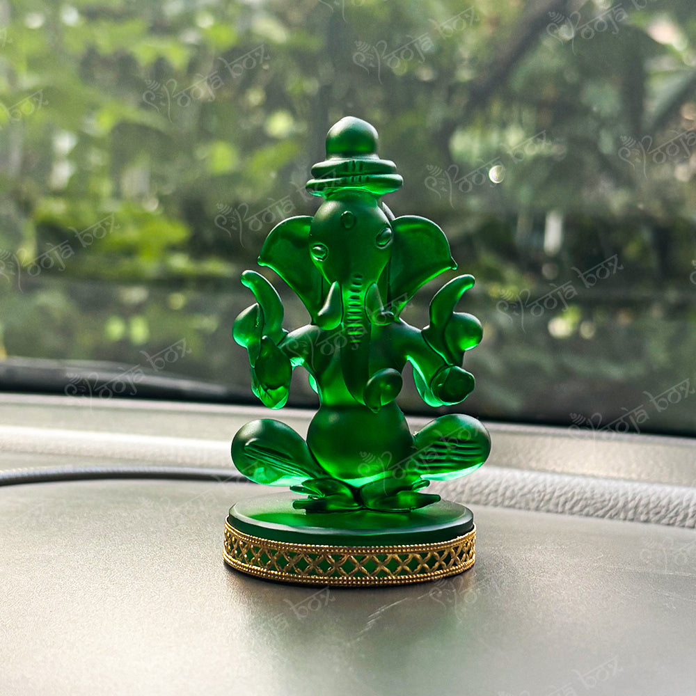 Double Face Crystal Ganesha Idol
