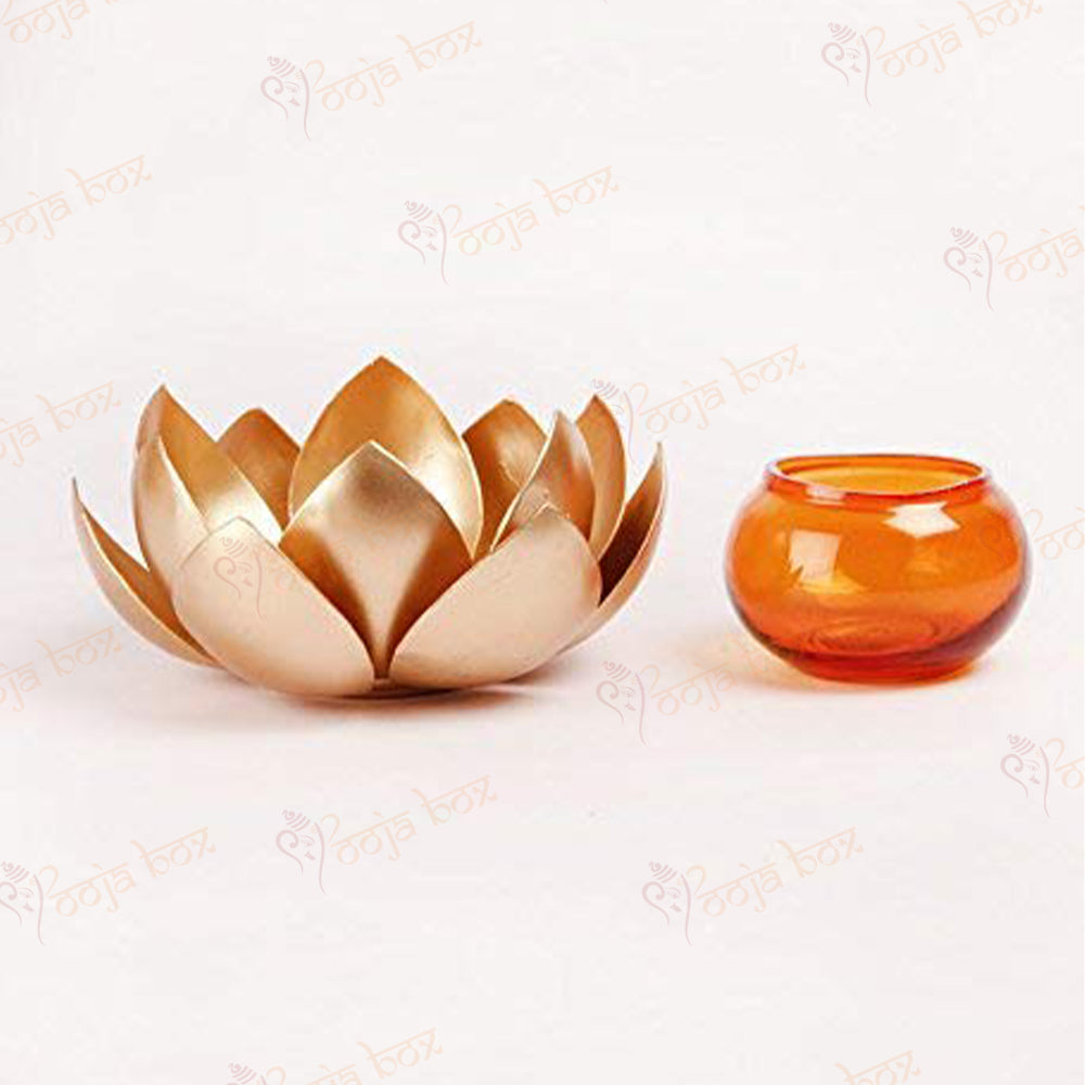 Crafted lotus tea light candel holder